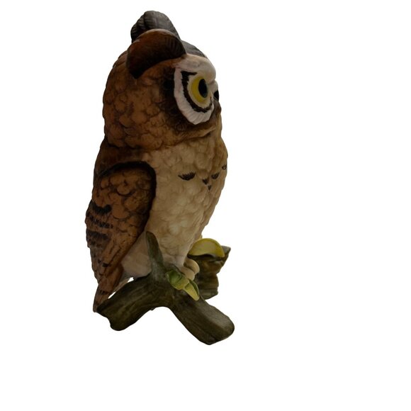 VTG 1970’s Lefton Exclusives Taiwan 4 Inch Hand Painted Porcelain Horned Owl - Picture 4 of 9